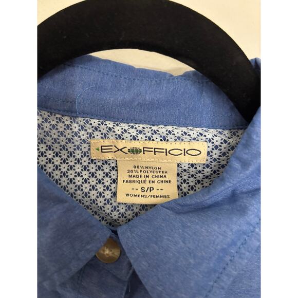 ExOfficio Shirt Womens Small Long Sleeve Lightweight Travel Outdoor Blue - Picture 3 of 3